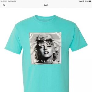 Marilyn Monroe Standard Light Teal Adult T-Shirt "Good Vibes" Size Medium